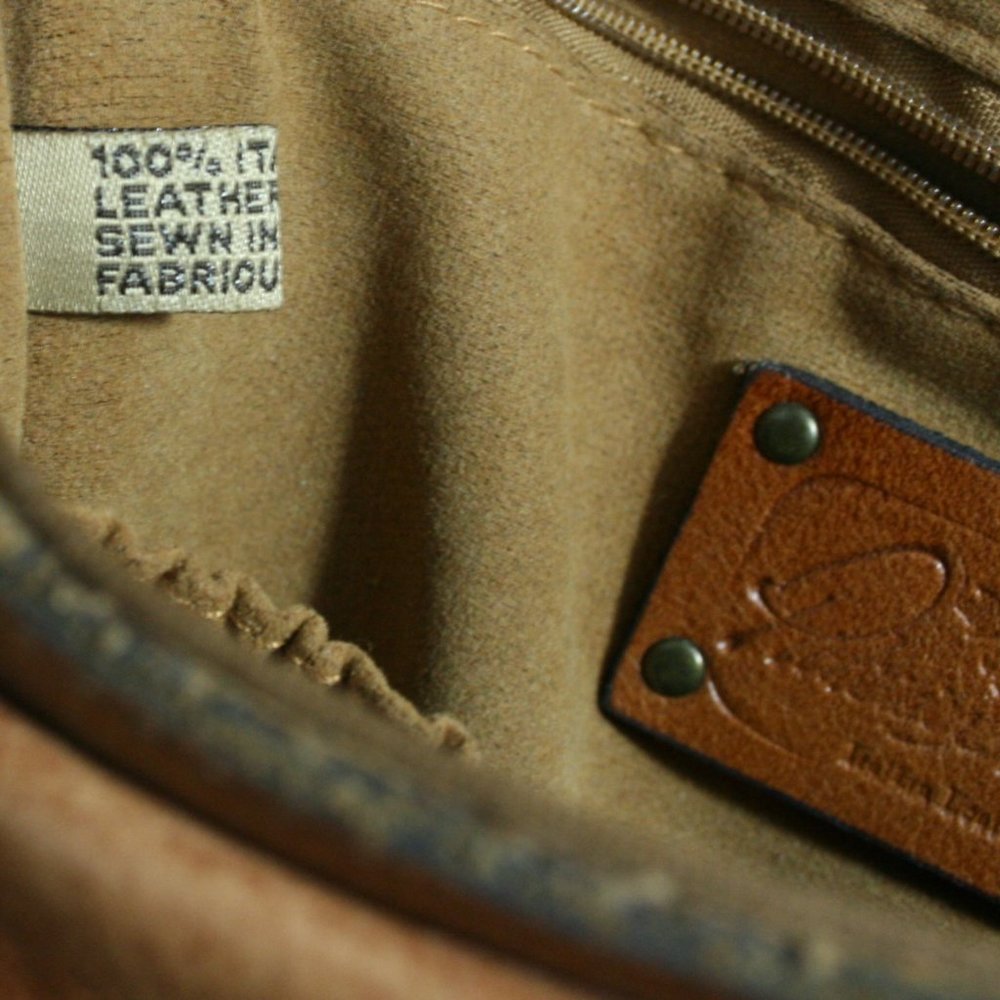 Patricia Nash Brown Italian Pebble Leather Crossbody Saddle Bag w/ Rivets VGC - Picture 13 of 14